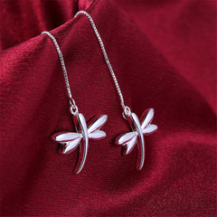 Silver-Plated Dragonfly Threader Earrings