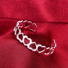 Silver-Plated Linking Hollow Heart Cuff - streetregion