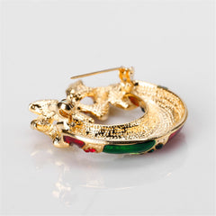 Cubic Zirconia & 18K Gold-Plated Botany Bow Wreath Brooch