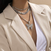 Cubic Zirconia & Silver-Plated Butterfly Pendant Necklace Set