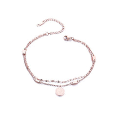 18K Rose Gold-Plated Coin Layer Anklet