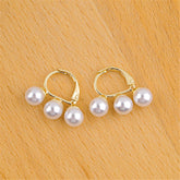 Pearl & 18K Gold-Plated Triple Stud Earrings
