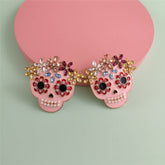 Pearl & Cubic Zirconia Sugar Skull Stud Earrings