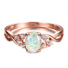 Opal & 18K Rose Gold Crystal-Accent Twist Ring
