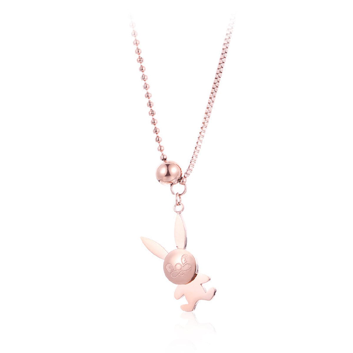 18K Rose Gold-Plated Rabbit Pendant Necklace, rose gold pendant necklace for women, botanical inspired, styled look