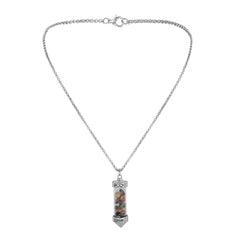 Blue Resin & Silver-Plated 'Love' Bottle Pendant Necklace