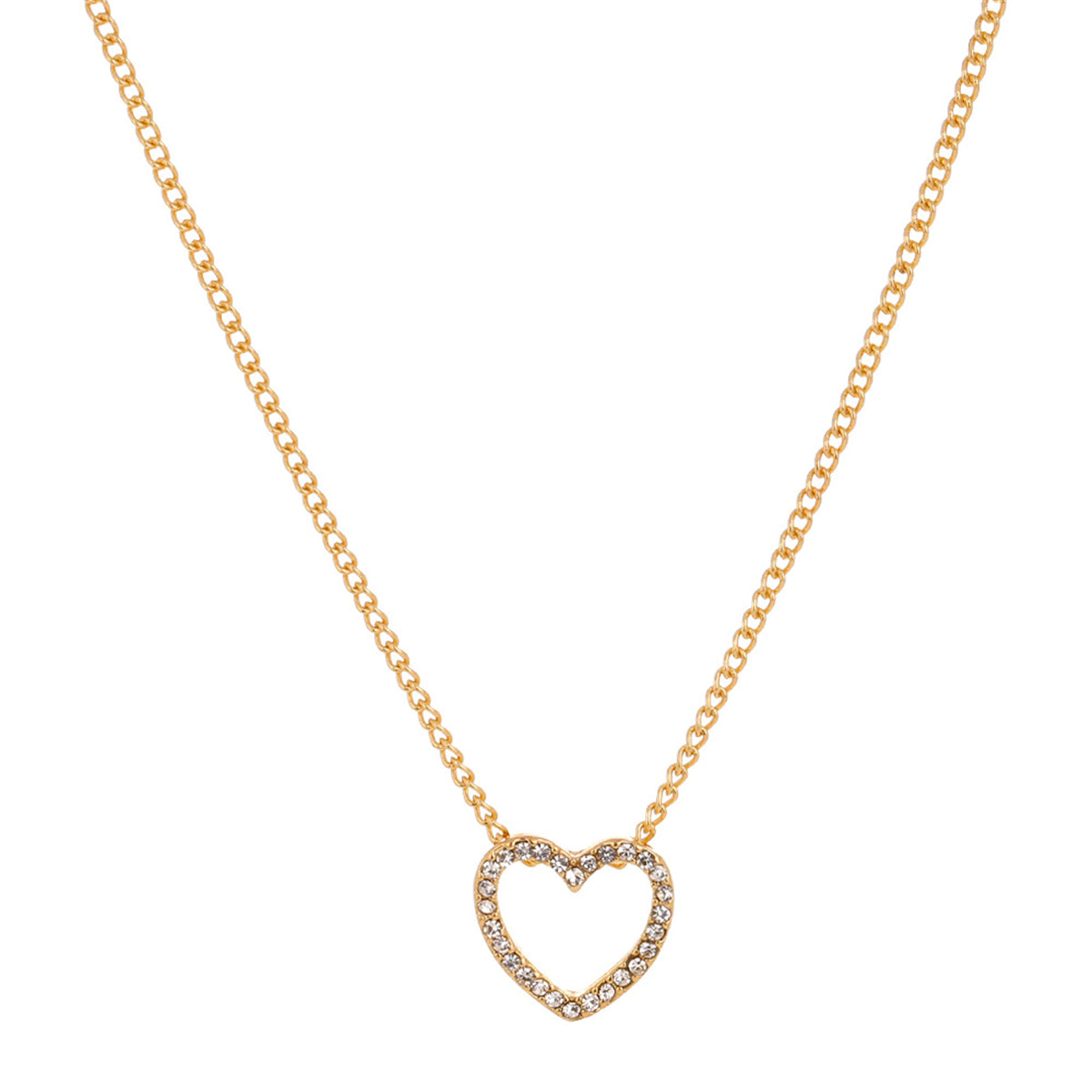 Cubic Zirconia and 18K Gold-Plated Open Heart Pendant Necklace, gold pendant necklace for women, everyday style, styled look