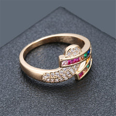 Rainbow Crystal & Cubic Zirconia Rattan Ring