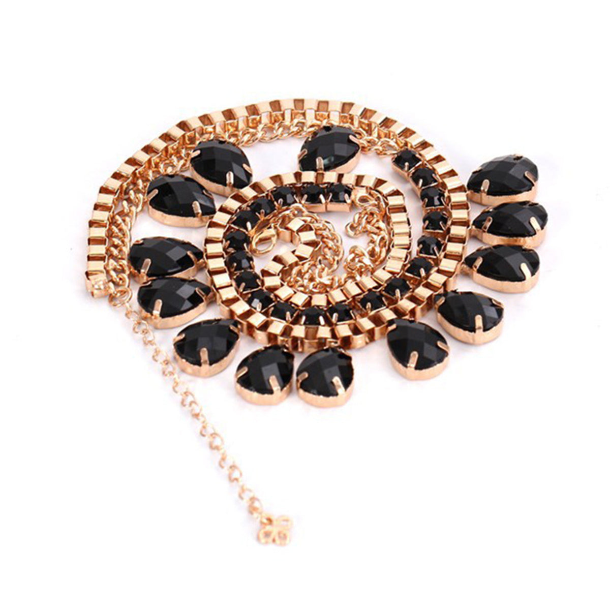 Black Crystal and Cubic Zirconia Station Necklace, pendant necklace for women, everyday style, lifestyle look