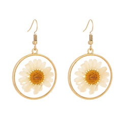 18K Gold-Plated Pressed Mum Round Drop Earring