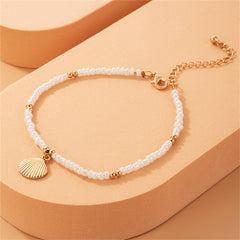 Pearl & 18K Gold-Plated Shell Charm Anklet