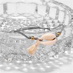 Shell & 18K Gold-Plated Bead Adjustable Anklet