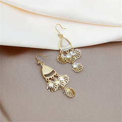 Cubic Zirconia & Cat's Eye 18K Gold-Plated Fan Patchwork Drop Earrings