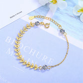 Moonstone & 18K Gold-Plated Leaves Station Bracelet