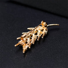 Beautifully crafted 18K gold-plated brooch with golden stones, designed in an elegant wheat pattern for a timeless look.