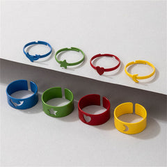 Yellow Enamel Celestial Heart & Dolphin Ring Set