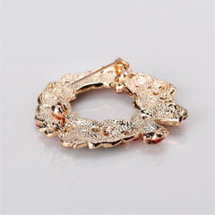 Cubic Zirconia & 18K Gold-Plated Wreath With Ribbon Brooch