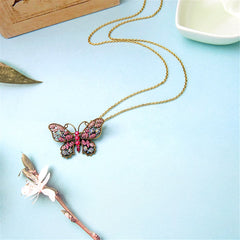 Cubic Zirconia & 18K Gold-Plated Butterfly Pendant Necklace