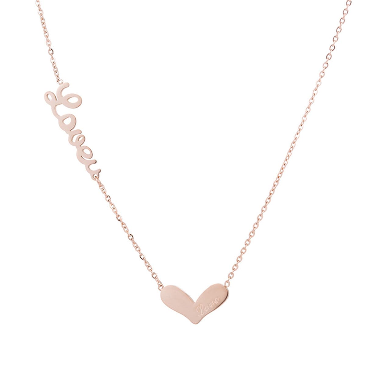 18k Rose Gold-Plated 'Love' Heart Pendant Necklace - streetregion