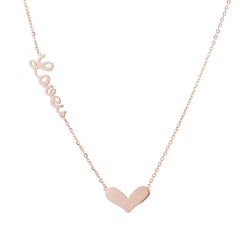 18k Rose Gold-Plated 'Love' Heart Pendant Necklace - streetregion