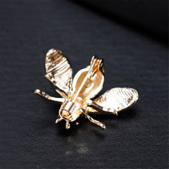 Cubic Zirconia & 18K Gold-Plated Bee Brooch