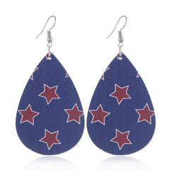 Navy & Red Polystyrene Stars Teardrop Drop Earrings
