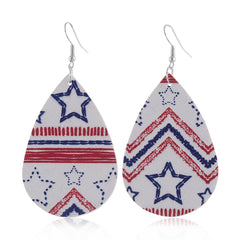 White & Red Polystyrene Stripe Chevron Teardrop Drop Earrings