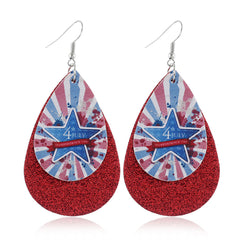 Red & White Polystyrene Glitter '4Th Of July' Drop Earrings