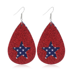 Red & Blue Polystyrene Mini Star Glitter Cutout Drop Earrings
