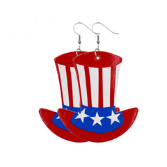 Red & Blue Polystyrene Uncle Sam Hat Drop Earrings