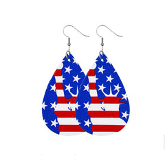 Blue & Red Polystyrene Stars & Stripes Lady Liberty Drop Earrings