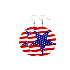 Blue & Red Polystyrene Stars & Stripes Round Drop Earrings