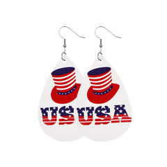 White & Red Polystyrene 'USA' Hat Drop Earrings