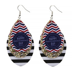 White Polyurethane & Silver-Plated Glitter '4Th Of July' Drop Earrings