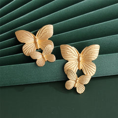 18K Gold-Plated Dual Butterfly Drop Earrings