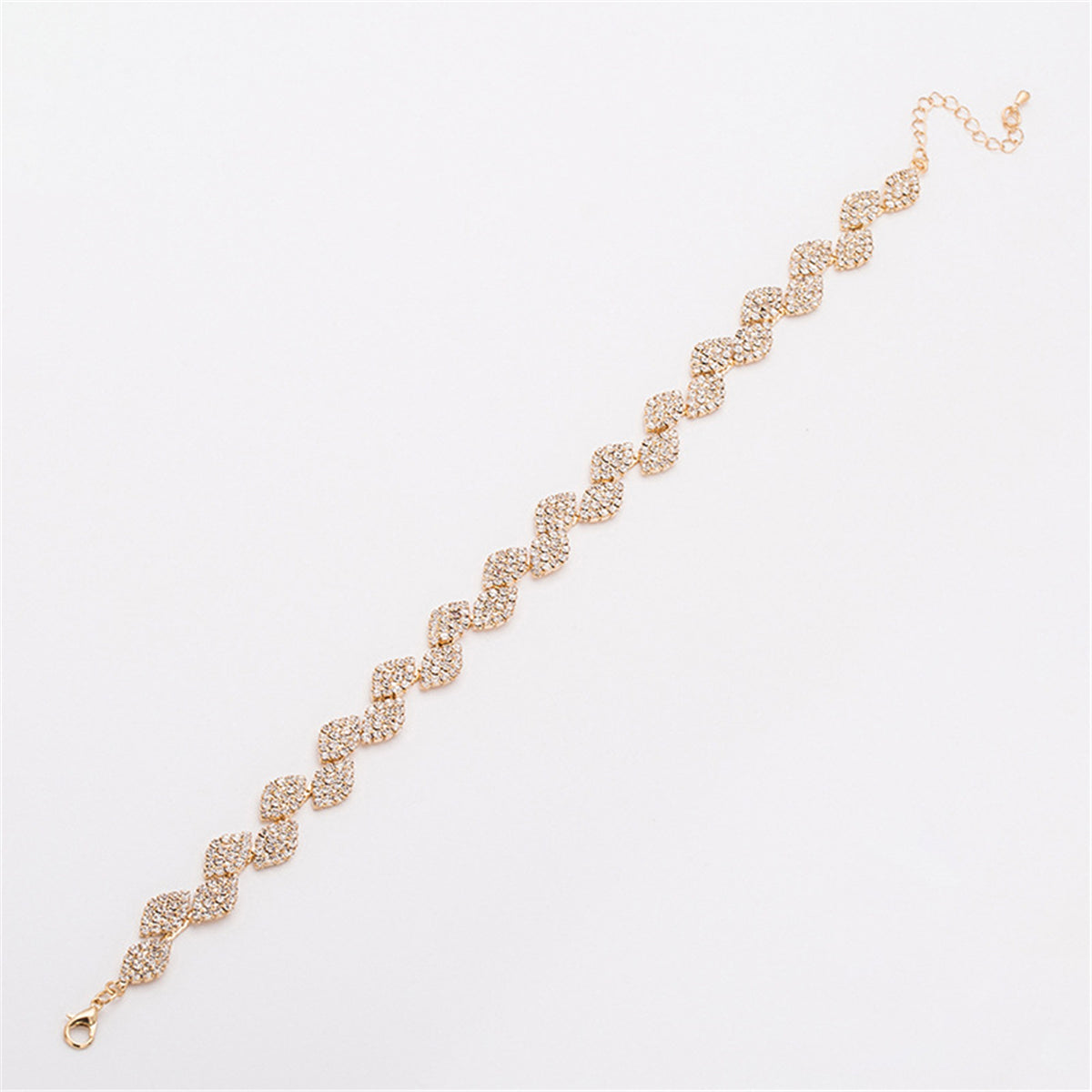 Cubic Zirconia and 18K Gold-Plated Pear-Cut Station Choker Necklace, gold pendant necklace for women, detail close-up
