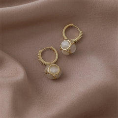 Cat's Eye & Cubic Zirconia 18K Gold-Plated Ball Drop Earrings