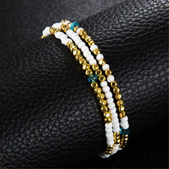 White & 18K Gold-Plated Seashell Beaded Layered Anklet
