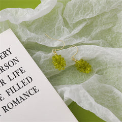 Green Transparent Resin & 18K Gold-Plated Grape Bunch Drop Earrings