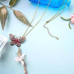 Cubic Zirconia & 18K Gold-Plated Butterfly Pendant Necklace