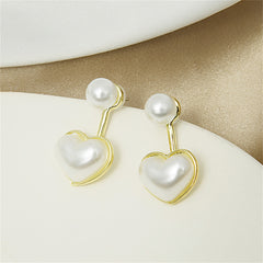 Pearl & 18K Gold-Plated Heart Ear Jackets