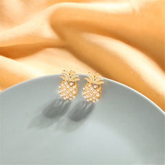 Pearl & 18K Gold-Plated Pineapple Stud Earrings
