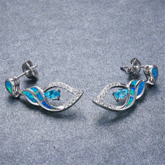 Blue Opal & Fine Silver-Plated Drop Earrings - streetregion