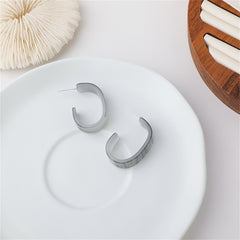 Marble Acrylic & Silver-Plated Huggie Earrings