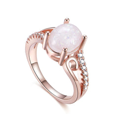 White Opal & 18K Rose Gold-Plated Promise Ring