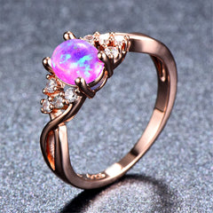 Purple Opal & 18K Rose Gold-Plated Twist Ring