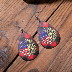 Black & Red Polystyrene Stars & Stripes Sunflower Drop Earrings