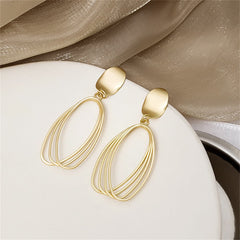 18K Gold-Plated Stacked Open Oval Drop Earrings