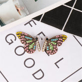 Cubic Zirconia & 18K Gold-Plated Butterfly Stud Earrings