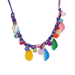 Jewel-Tone & Shell Braided Adjustable Bracelet